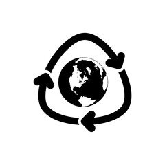 Global recycling symbol icon isolated on white background