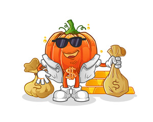 pumpkin rich character. cartoon mascot vector