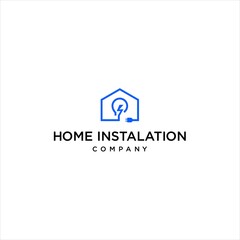 Fototapeta premium Home installation lightbulb logo. Abstract design symbolizing electricity, energy, and smart technology. Minimalist vector for residential, construction, and electrical services.