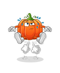  pumpkin fart jumping illustration. character vector