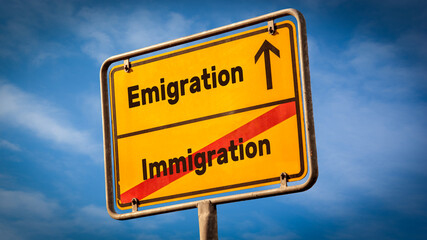 Obraz premium Street Sign Emigration versus Immigration