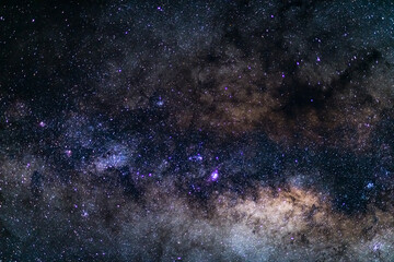 The austral the Milky Way, with details of its colorful core, outstandingly bright. Captured from...