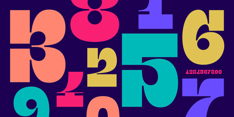 Numeral font. Font of number, numeral, modern fat style with contemporary geometric design. Trendy typographic for magazine cover, poster, banner. Vector Illustration