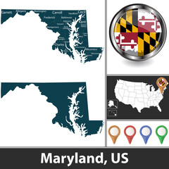 Obraz premium Map of Maryland, US