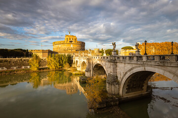 Sunset over Tiber river in Rome