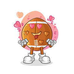 rugby ball fallin love vector. cartoon character