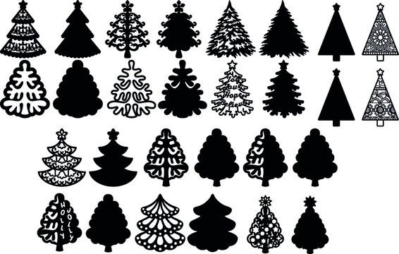 Christmas Tree Silhouette Bundle for Vinyl and Laser Cutting and More