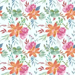  Seamless pattern beautiful brunches flower and leaves © tirtafloo
