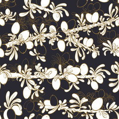 Argan seamless pattern. Vector line graphic garden