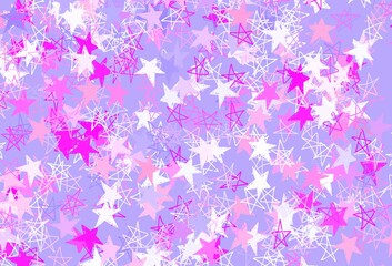 Light Purple, Pink vector backdrop with small and big stars.