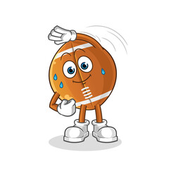 rugby ball stretching character. cartoon mascot vector