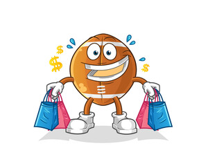 rugby ball shoping mascot. cartoon vector