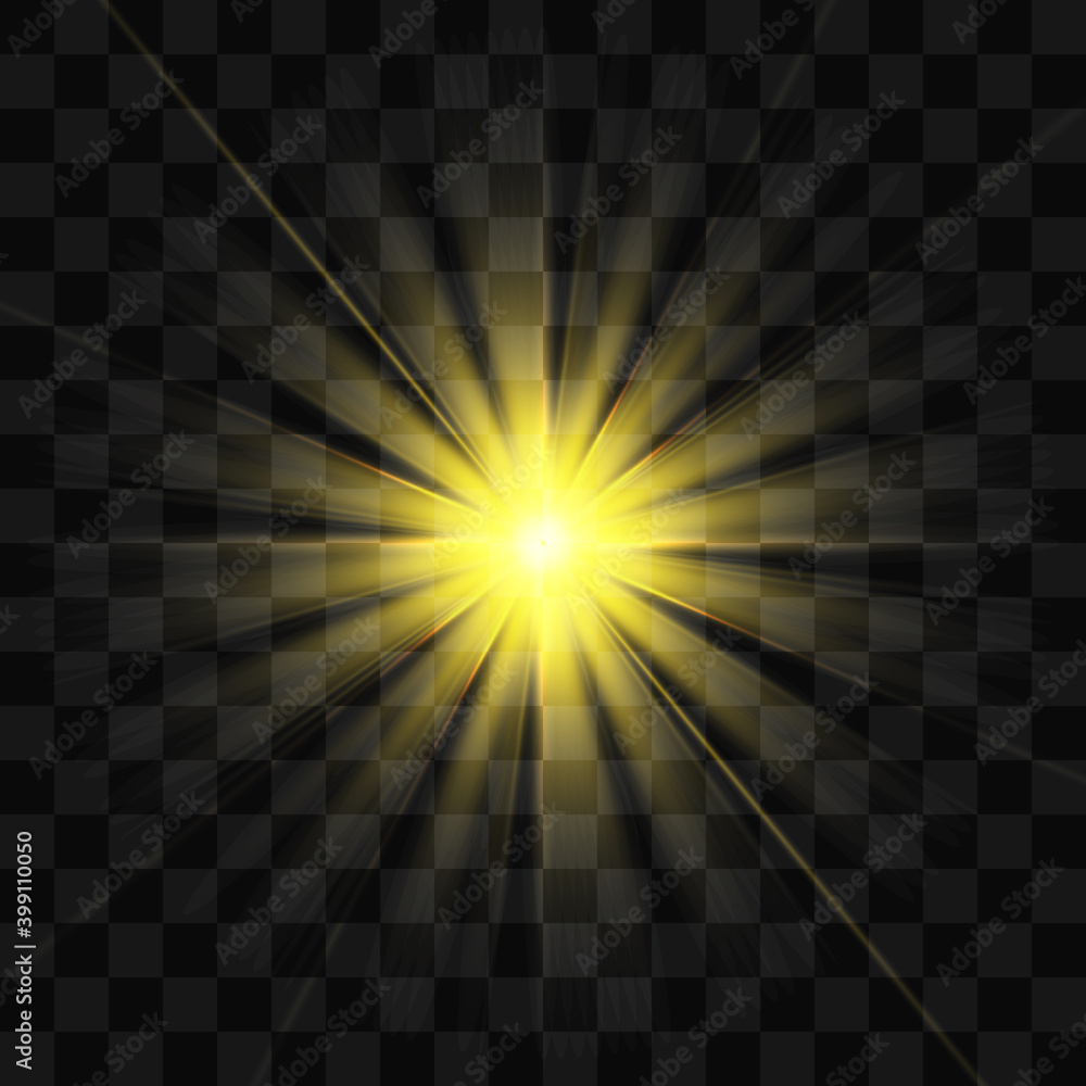 Wall mural white beautiful light explodes with a transparent explosion. vector, bright illustration for perfect