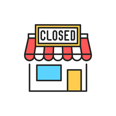 Closed shop line color icon. Sign for web page, mobile app