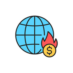 Economic crisis line color icon. Sign for web page, mobile app