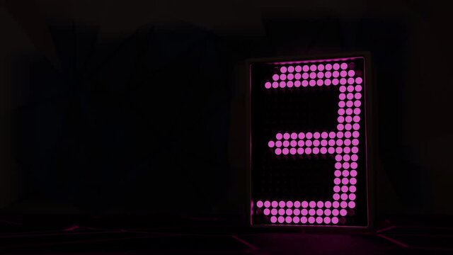 Number 3 on a digital display, 4K video for top list review videos, 3d rendering. Cyberpunk style, neon lights. Figure three appears on the electronic scoreboard after hitting energy.