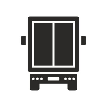 Delivery Truck Icon. Back View Of A Lorry. Cargo Transportation. Logistics. Goods In. Goods Out. Vector Icon Isolated On White Background.