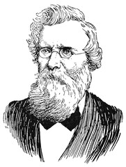 Portrait of August Wilhelm von Hofmann - a German chemist who made considerable contributions to organic chemistry. Illustration of the 19th century. Germany. White background.