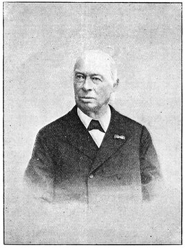 Portrait of Carl Remigius Fresenius - a German chemist, known for his studies in analytical chemistry. Illustration of the 19th century. Germany. White background.