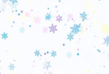 Light Green, Red vector background with xmas snowflakes.