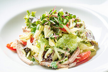 fresh salad with chicken and vegetables