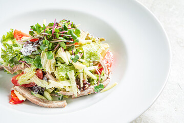 fresh salad with chicken and vegetables
