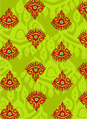 Fototapeta premium Oriental ornament based on the ikat technique. Ethnic drawing. For printing on fabric or for other purposes.