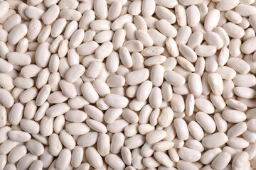 Closeup of raw white beans seen from above