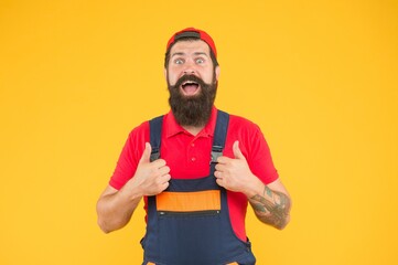 happy bearded man electrician repair and fix, carpenter