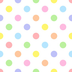 Rainbow seamless polka dot pattern, vector illustration. Seamless pattern with pastel colorful circles. Kids pastel rainbow geometric background © Irin Fierce
