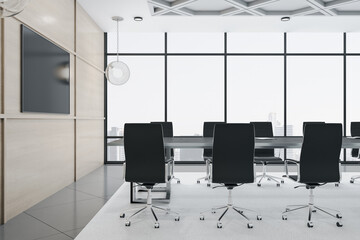 Minimalistic conference room with meeting table