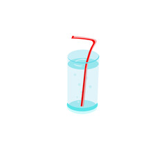 a glass of mineral water with a straw 