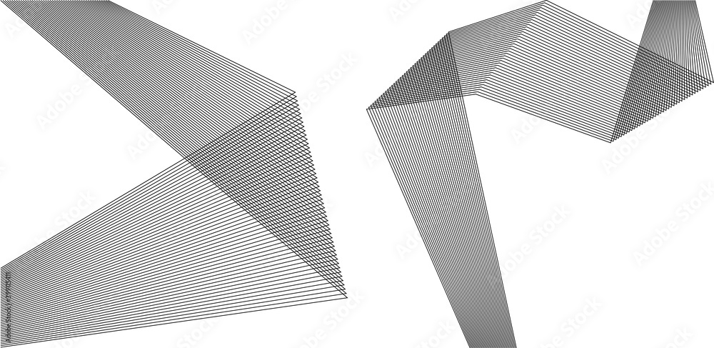 Poster design elements. curved sharp corners many streak. abstract vertical broken stripes on white backgro