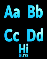 Hi Guys Blue Cartoon Alphabet - 3D illustration