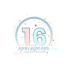 16 years Anniversary celebration, Modern 16 Anniversary design