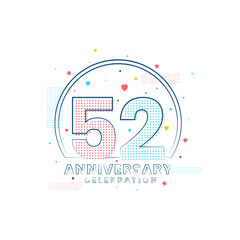 52 years Anniversary celebration, Modern 52 Anniversary design