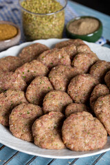 Raw Meatballs with Minced Meat ready for cooking. Turkish style raw meatballs.