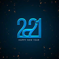 Happy new year 2021 glossy blue text background