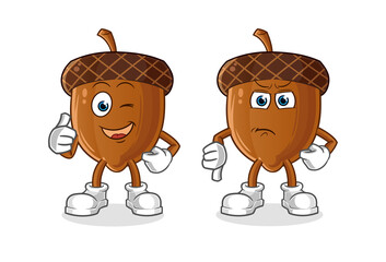 acorn thumbs up and thumbs down cartoon. cartoon mascot vector © dataimasu