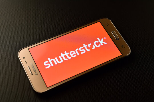Shutterstock logo on smartphone