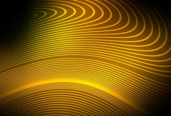 Dark Green, Yellow vector background with curved lines.