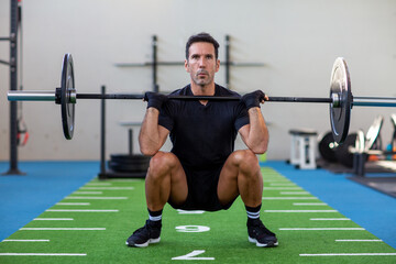 Weight training in the gym 