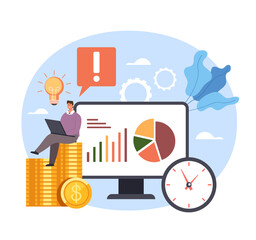 Successful business opportunity service solution strategies income money. Vector concept flat graphic simple illustration