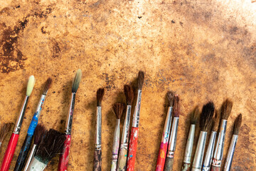Fototapeta premium Artist Paint Brushes With Room For Copy