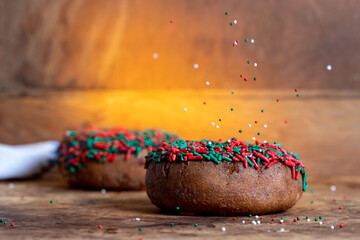 Doughnut with Sprinkles Floating onto Top