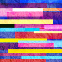 Abstract watercolor illustration of geometric multicolored stripes