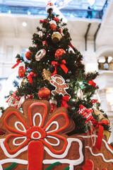 Christmas tree decorated with toys and gifts