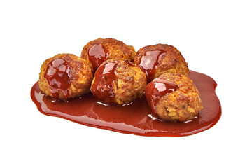 Homemade Meatballs in sauce, isolated on white background