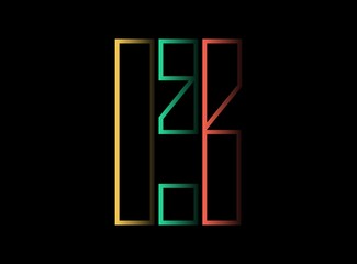 B letter vector desing,  font logo. Red, green, yellow color on black background. For social media,design elements, creative poster, web template and more