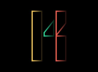 K letter vector desing,  font logo. Red, green, yellow color on black background. For social media,design elements, creative poster, web template and more